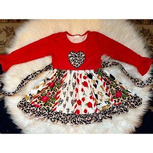 Valentine Cheetah Long Sleeve Twirly Dress